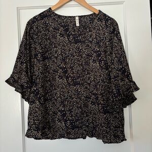 MTS Navy Ruffled Dot Blouse - Size S